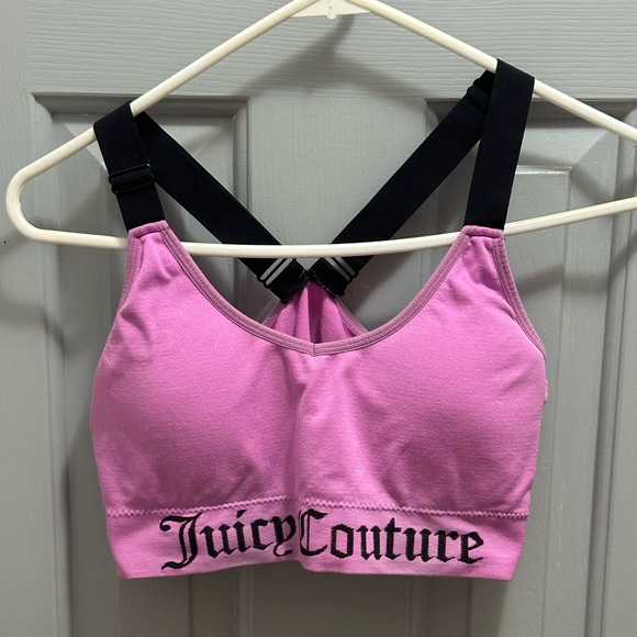Juicy Couture Sports Bra Purple/Black Removable Bra Pads No Sz Tag, Appx L/XL - Picture 1 of 6